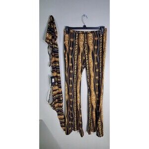 Women's Fashion Nova Vibes Pants Set Matching Top Fun Bell Bottom Brady Bunch XL